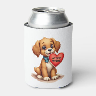 Enfriador De Latas Perrito vintage retro del día de San Valentín