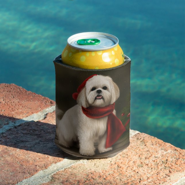 Enfriador De Latas Perro Apso Lhasa en Navidades de Nieve (Piscina in situ)
