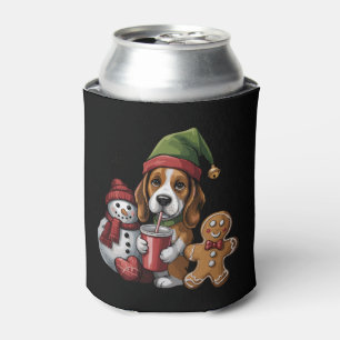 Enfriador De Latas Perro Basset Hound Elfo de Navidad Feliz Navidad