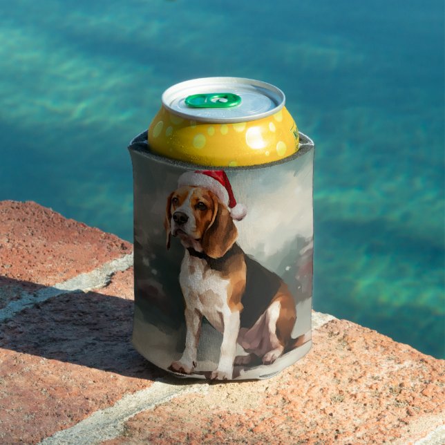 Enfriador De Latas Perro Beagle en Navidad de Nieve  (Piscina in situ)