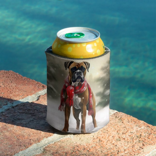 Enfriador De Latas Perro Boxer en Navidades de Nieve (Piscina in situ)