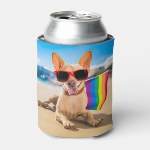 Enfriador De Latas Perro Chihuahua en la playa