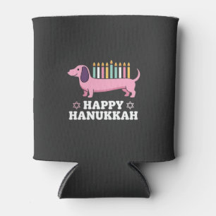 Enfriador De Latas Perro Dachshund feliz Hanukkah