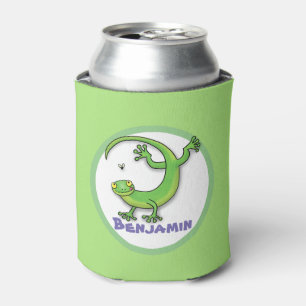 Enfriador De Latas Perro de gecko verde alegre con personalizado de b