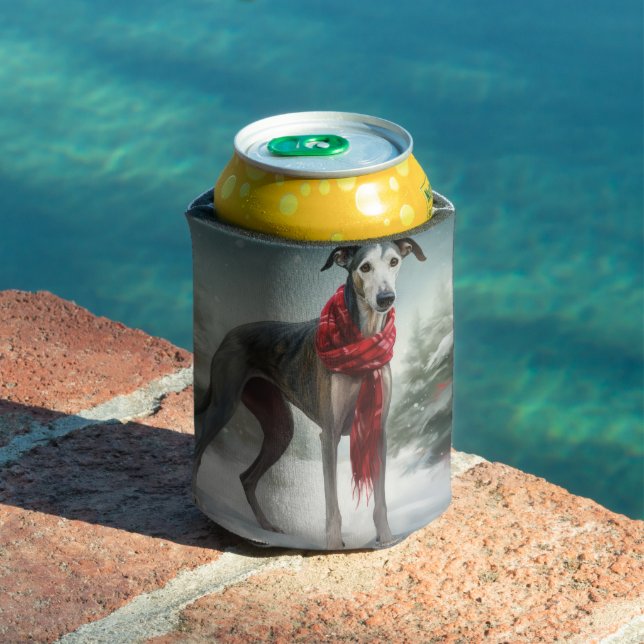 Enfriador De Latas Perro de Greyhound en Navidades de Nieve (Piscina in situ)