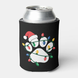 Enfriador De Latas Perro de Navidad Huella de Pata Gorro de Santa Luc