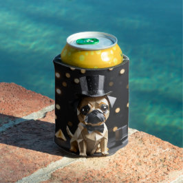Enfriador De Latas Perro de origami lindo con koozie de sombrero de c