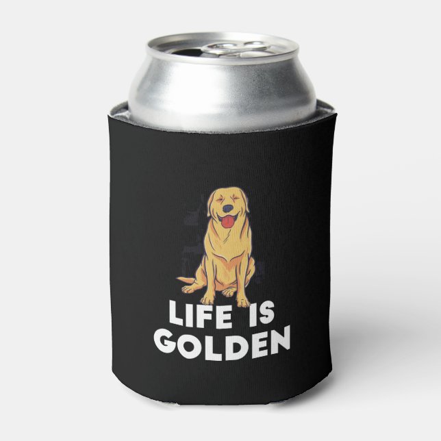 Enfriador De Latas Perro del Golden Retriever - La vida es dorada (Lata Anverso)