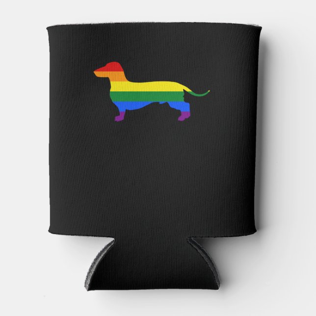 Enfriador De Latas Perro del orgullo gay, bandera arcoiris de Dachshu (Anverso)