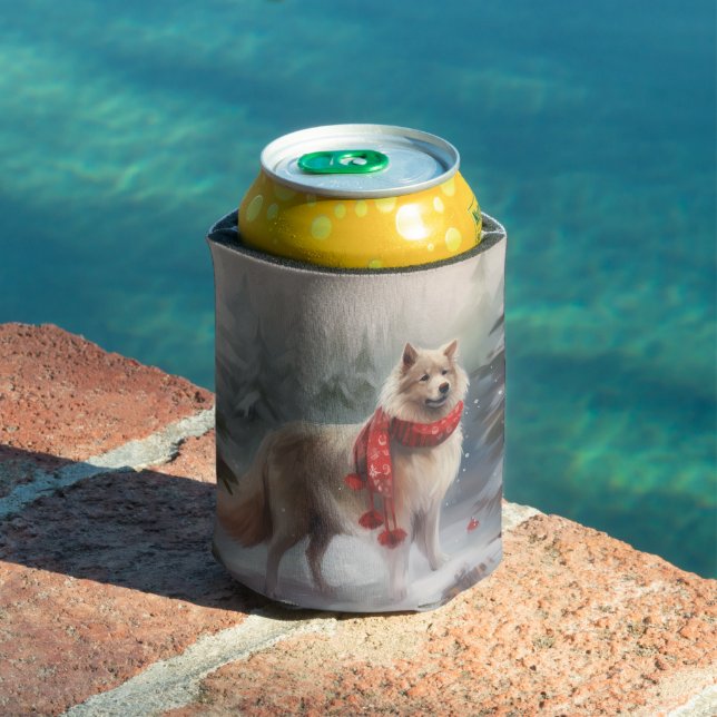 Enfriador De Latas Perro lappund finlandés en Navidades de nieve (Piscina in situ)