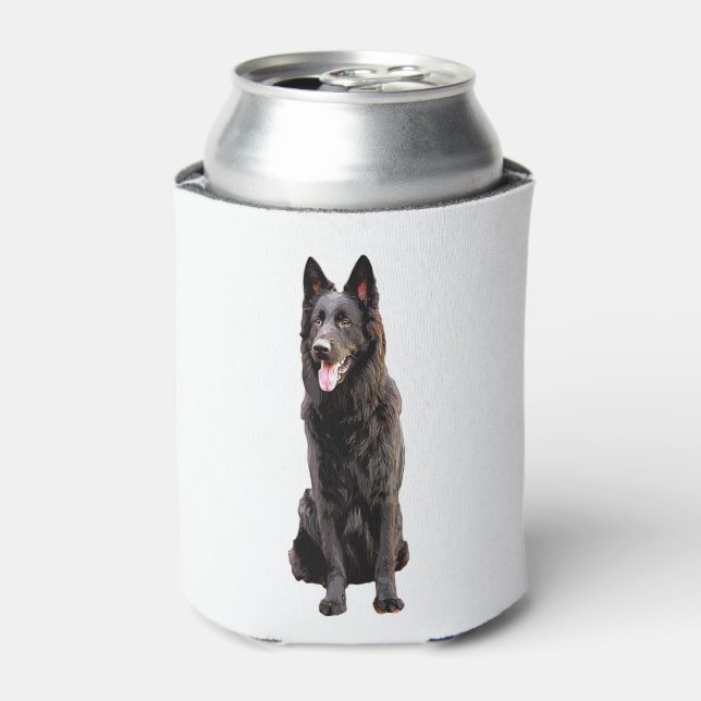 Enfriador De Latas Perro negro pastor alemán (Lata Anverso)