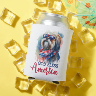 Enfriador De Latas Perro Patriota-Shih tzu
