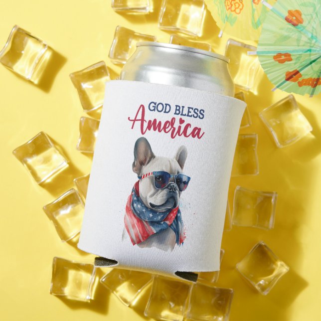 Enfriador De Latas Perro patriótico - Bulldog francés (Verano in situ)