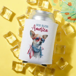 Enfriador De Latas Perro patriótico-Chihuahua