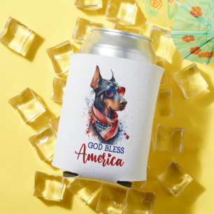 Enfriador De Latas Perro patriótico - Doberman