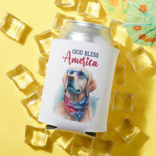 Enfriador De Latas Perro Patriótico-Golden Retriever