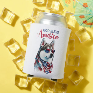Enfriador De Latas Perro Patriótico-Husky