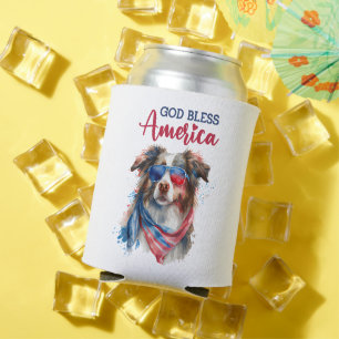 Enfriador De Latas Perro Patriótico-Pastor Australiano