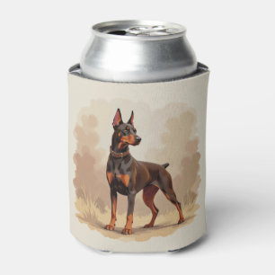 Enfriador De Latas Perro Pinscher Doberman Marrón Óxido Rojo