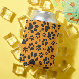 Enfriador De Latas Perro traza un punto de polka blanco y negro en da