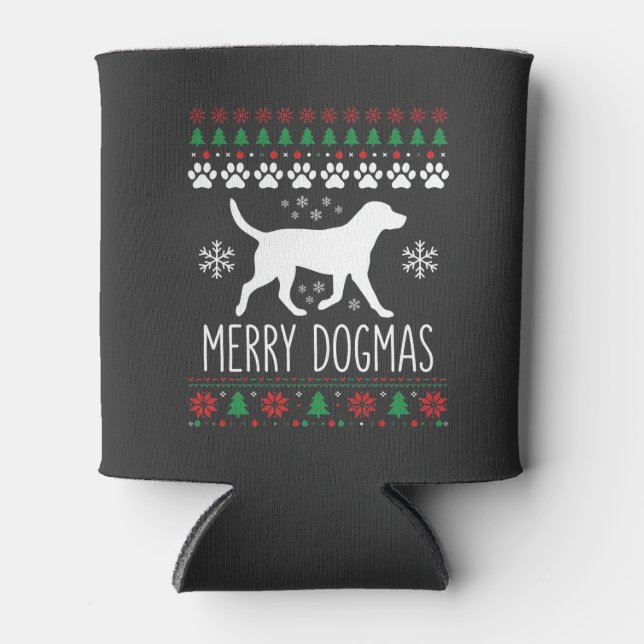 Enfriador De Latas Perro Vector de Navidad de Dogmas Alegres (Anverso)