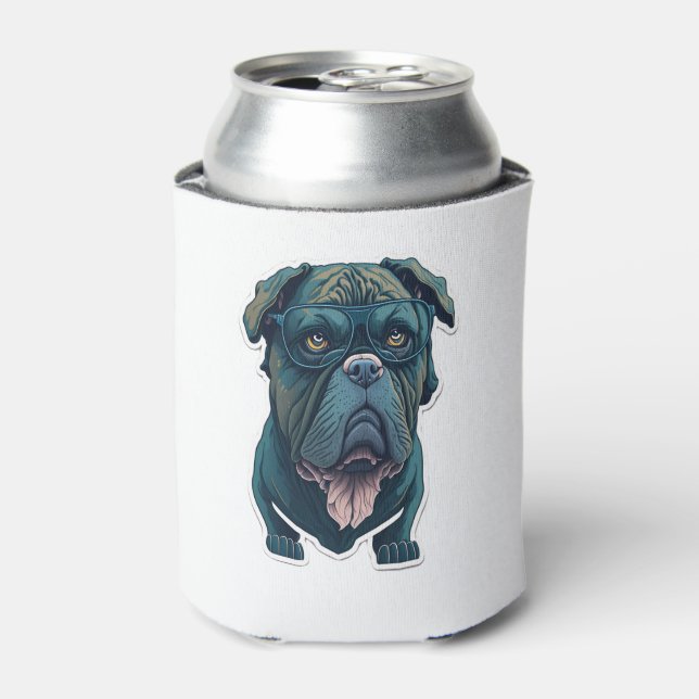 Enfriador De Latas Perro verde con gafas (Lata Anverso)