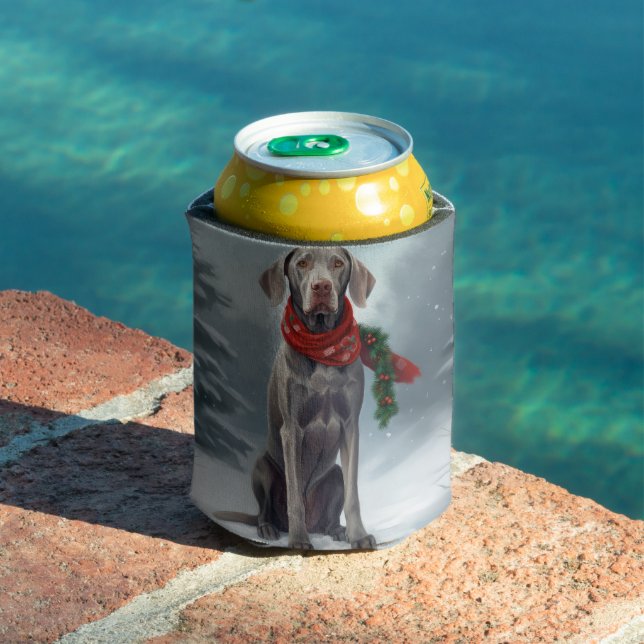 Enfriador De Latas Perro Weimaraner en Navidades de nieve (Piscina in situ)