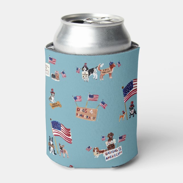 Enfriador De Latas PERROS 4 DEMOCRACIA Azul Celeste (Lata Anverso)