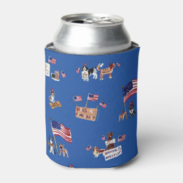 Enfriador De Latas PERROS 4 DEMOCRACIA Patriótico Azul