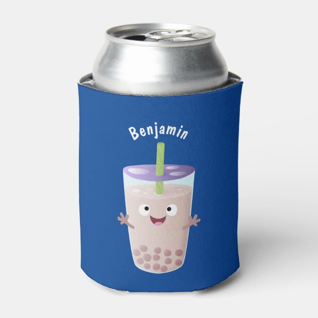 Enfriador De Latas Personaje de dibujos animados de Cute happy bubble (Lata Anverso)