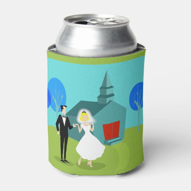 Enfriador De Latas Personalizable Boda retro Refrigerador de bebidas  (Lata Anverso)