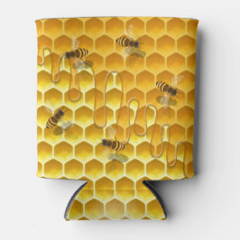 Enfriador De Latas Personalizable de abejas voladoras y honeycomb