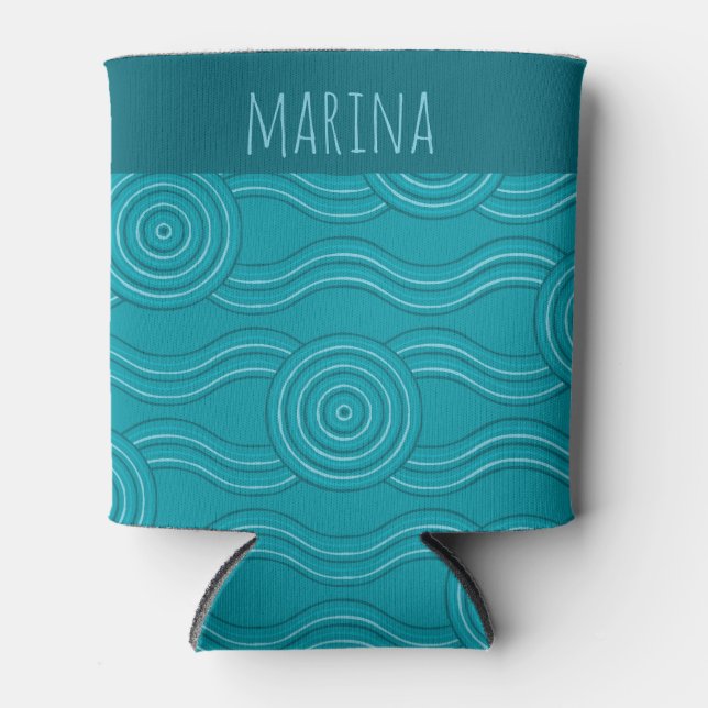 Enfriador De Latas Personalizable de arrecife Nombre Arte Dreamtime A (Anverso)