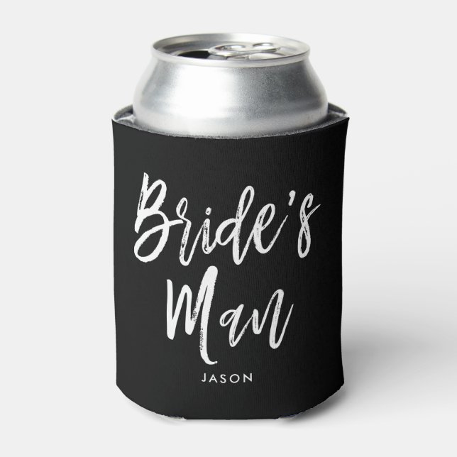 Enfriador De Latas Personalizable de escritura masculina de novia (Lata Anverso)