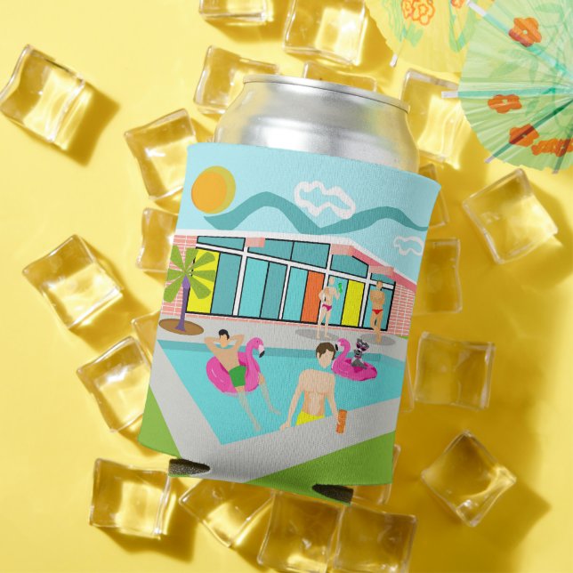 Enfriador De Latas Personalizable Retro Gay Rosa Flamingo Fiesta de p (Verano in situ)