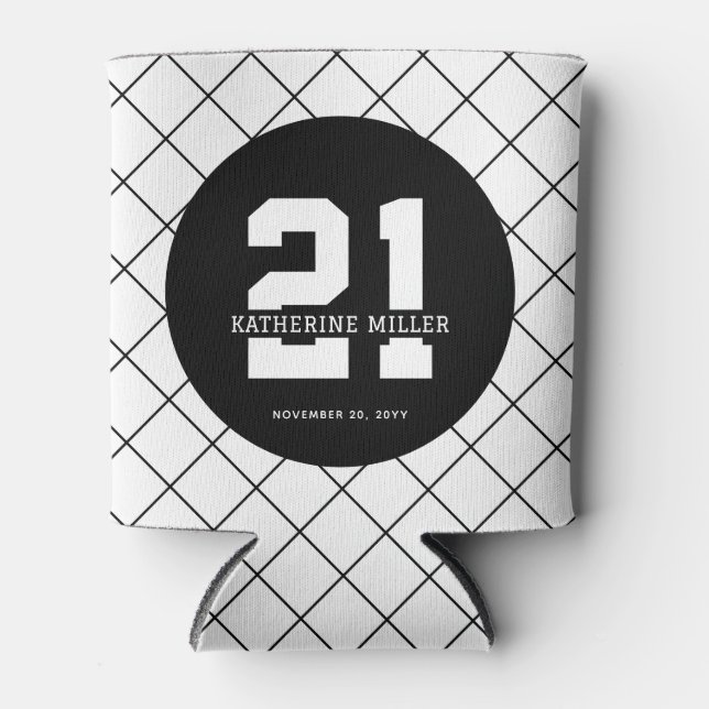 Enfriador De Latas Personalizado 21º cumpleaños Moderno y elegante (Anverso)