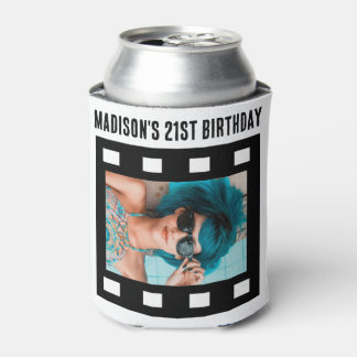 Enfriador De Latas Personalizado 2 x Foto Reel 21ª Edad Cumpleaños