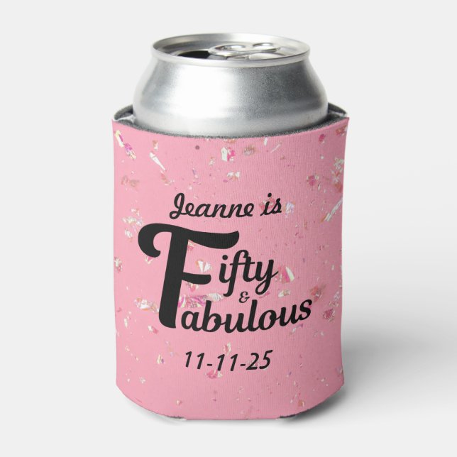 Enfriador De Latas Personalizado 50 y fabuloso feliz 50 cumpleaños (Lata Anverso)