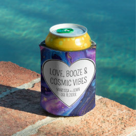 Enfriador De Latas Personalizado Amor, Booze y Boda de Vibes Cósmicas