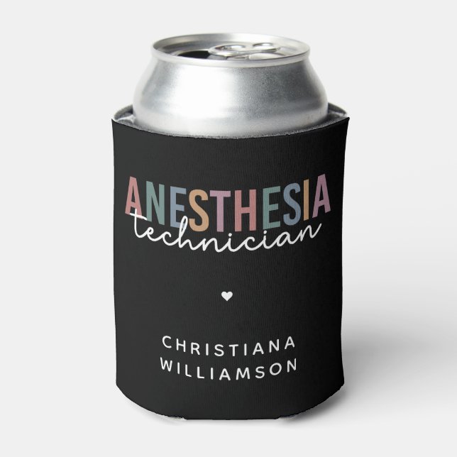 Enfriador De Latas Personalizado Anestesia Técnico Retro Anestesia Te (Lata Anverso)
