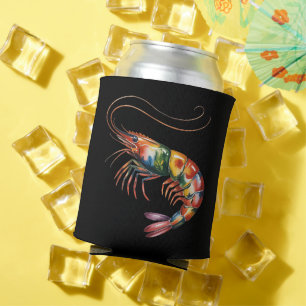 Enfriador De Latas Personalizado artístico floral de camarones