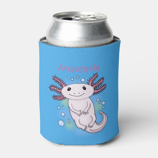 Enfriador De Latas Personalizado axolotópico rosa adorable (Lata Anverso)