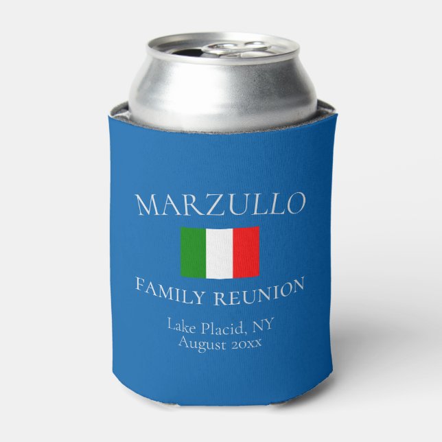 Enfriador De Latas Personalizado Azure Blue Family Reunion Souvenir|F (Lata Anverso)