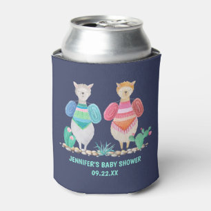 Enfriador De Latas Personalizado Baby Shower de acuarela de Llama y C