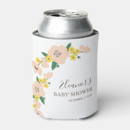 Enfriador De Latas Personalizado Baby Shower floral amarillo rosa vin