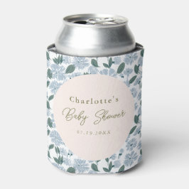 Enfriador De Latas Personalizado Baby Shower Sage and Dusty Blue Flor