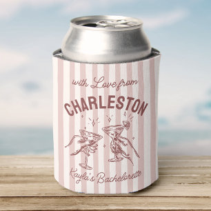 Enfriador De Latas Personalizado Bachelorette Pastel Stripes Martini 