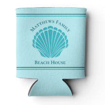 Personalizado Beach House Aqua Blue Seashell Monog