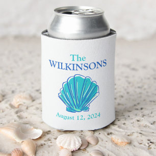 Enfriador De Latas Personalizado Beach Shell Boda Destino Favor