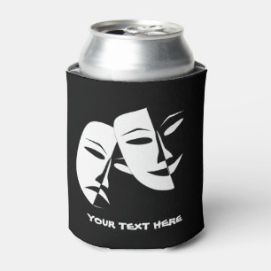 Enfriador De Latas Personalizado blanco negro de tragedia de comedia